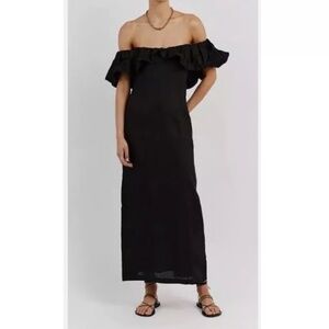 Dissh Isabelle Linen Off Shoulder Ruffle long dress 8